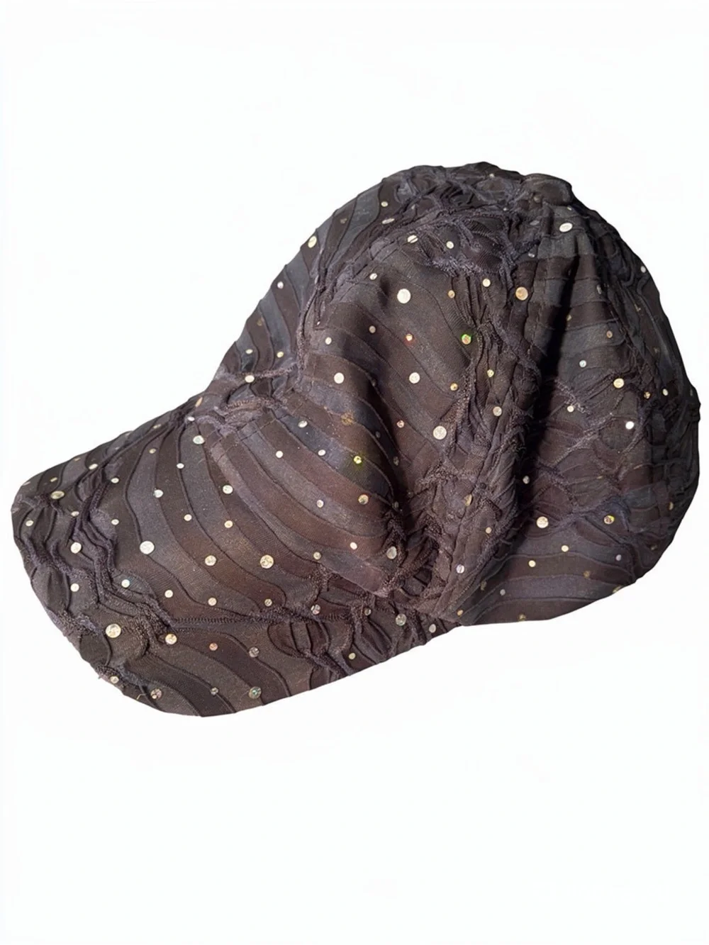 Black Rhinestone Embellished Women's Cap - Sparkle Detail
